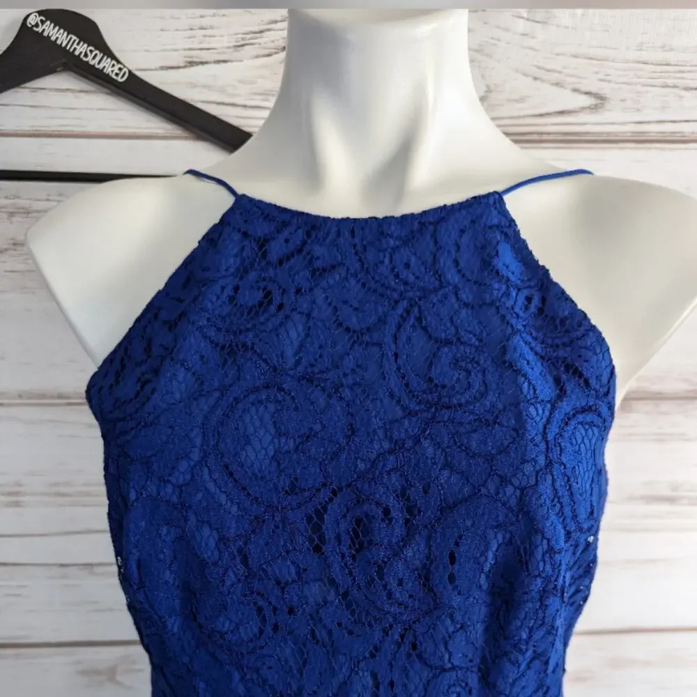 J. Crew Lydia Dress Leaver's Lace Sz 4 Bridesmaid Wedding Navy Sheath Midi - Picture 2 of 7